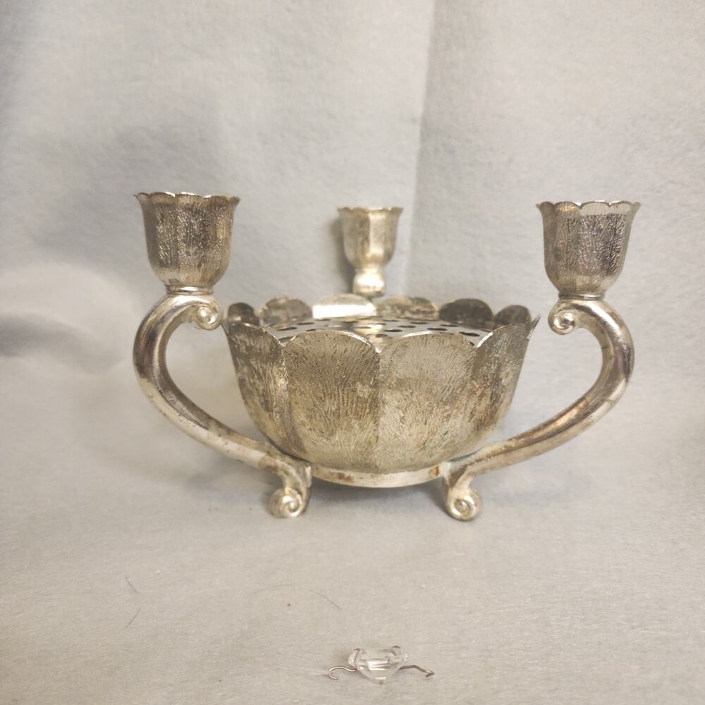 Vintage Silver-Plated Potpourri & Candle Holder – Made in Japan  1960's